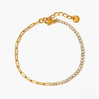 Half Eternity Paperclip Tennis Bracelet Gold