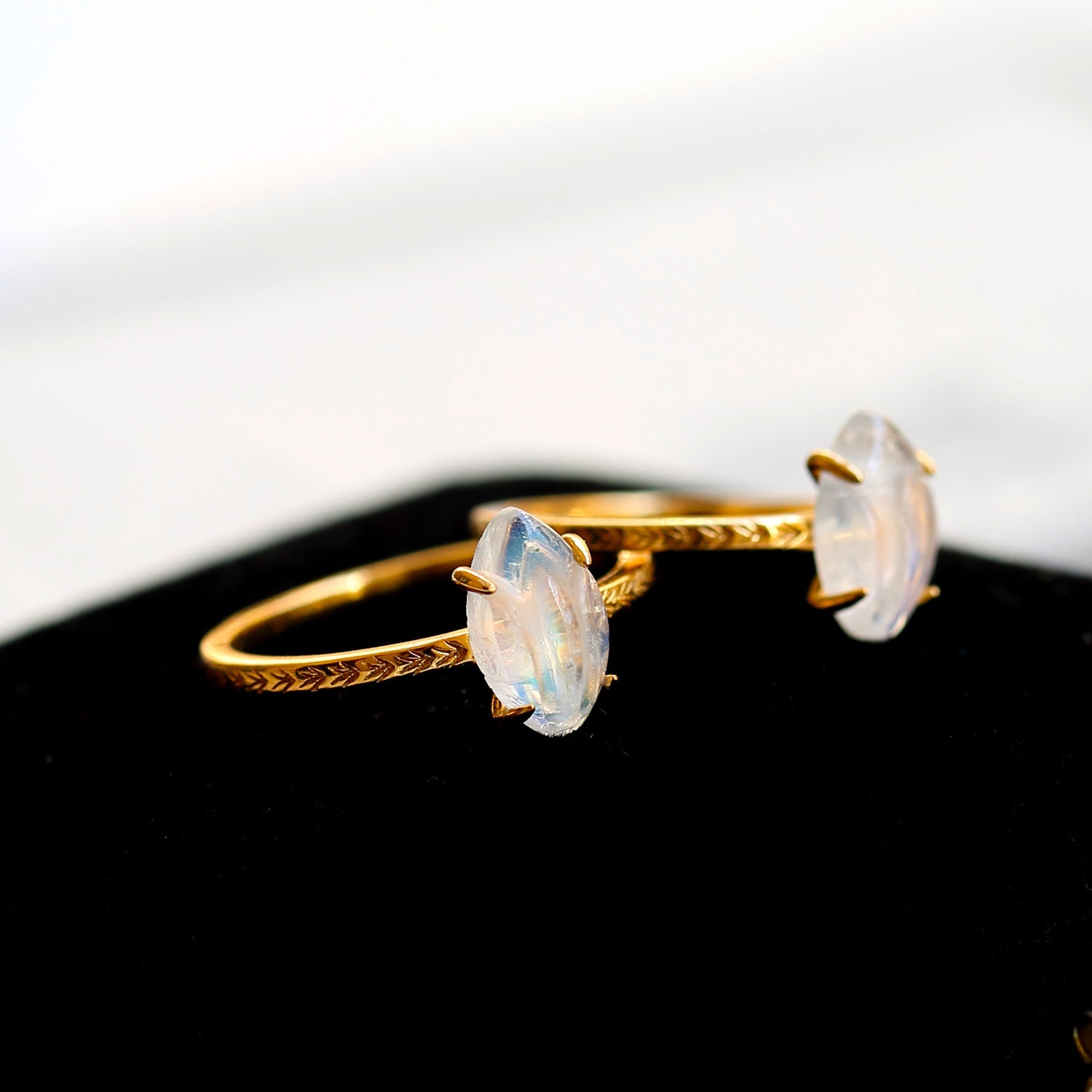 Moonstone Tulip Inspired Solitaire Ring