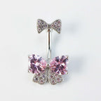Girlish Ribbon Bowknot Double Mount Belly Piercing