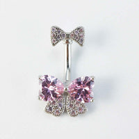 Girlish Ribbon Bowknot Double Mount Belly Piercing