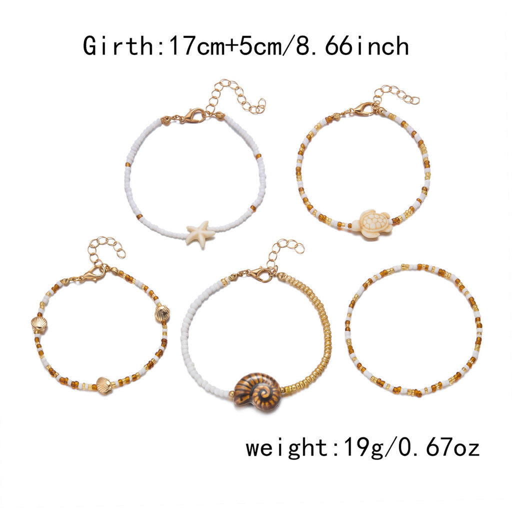 Seaside Escape Starfish Turtle Layer Bead Bracelet