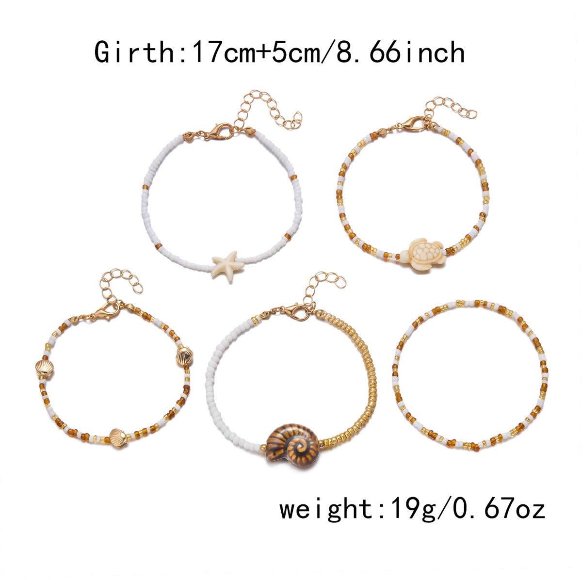Seaside Escape Starfish Turtle Layer Bead Bracelet