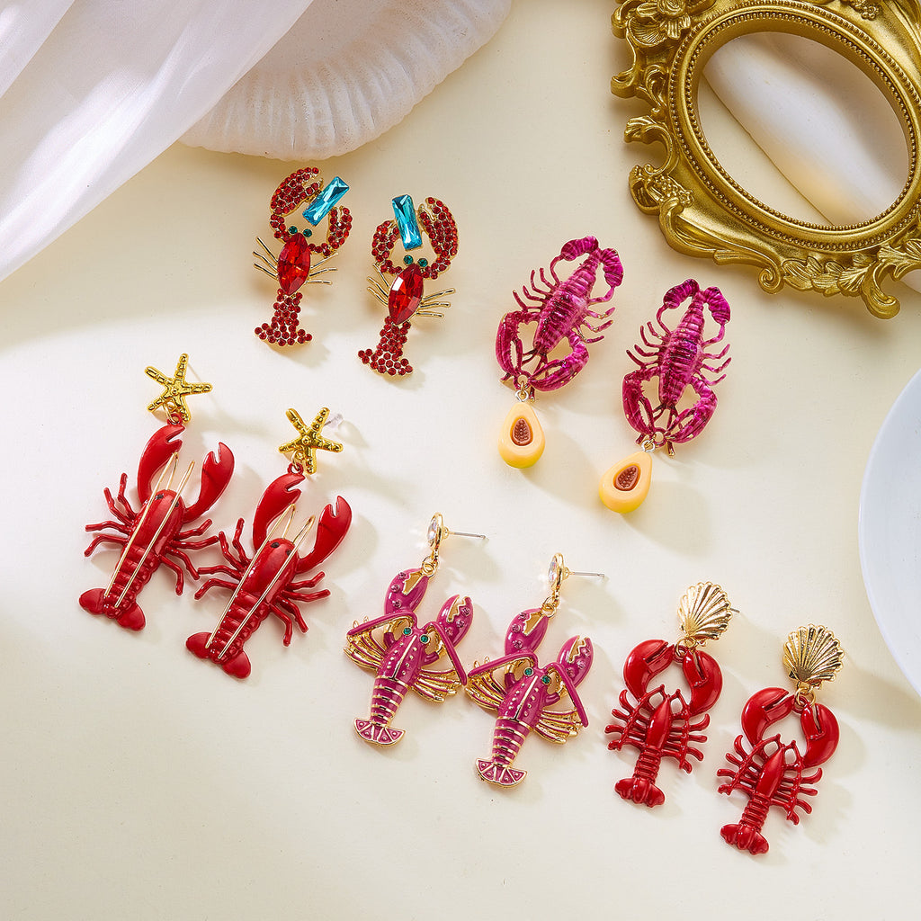 Coastal Summer Lobster Oversize Earrings