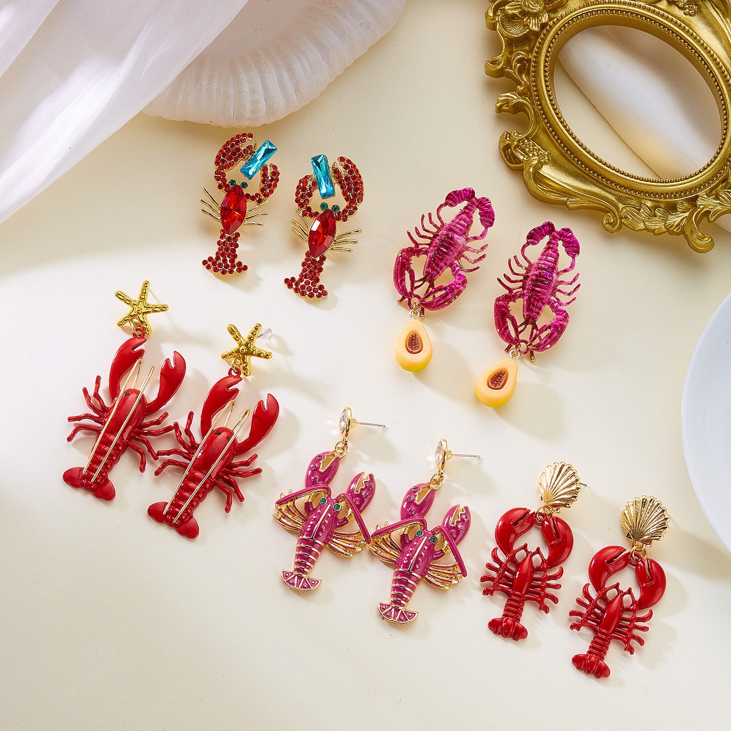Coastal Summer Lobster Oversize Earrings