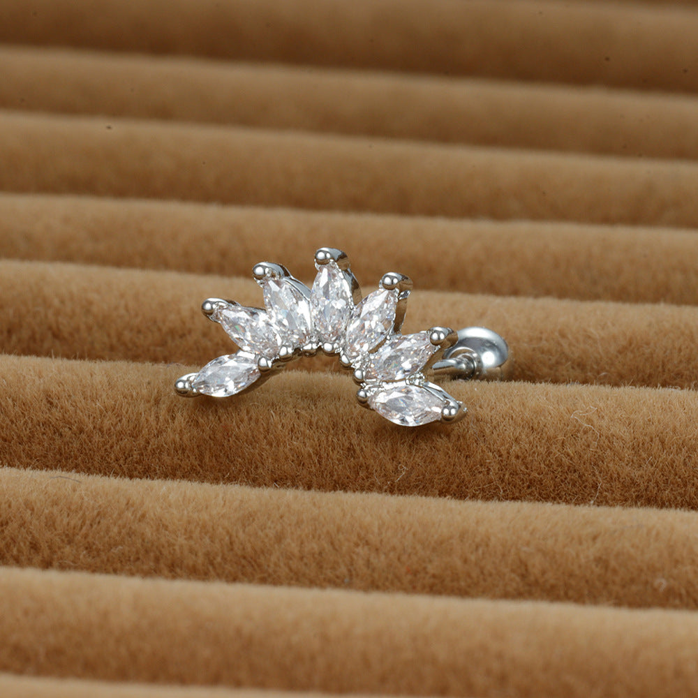 16G Surgical Steel Moon Star Sleeper Tragus Stud | HSPJ19113