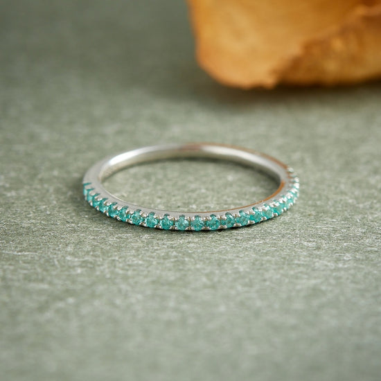 Red Corundum Half Eternity Band Ring