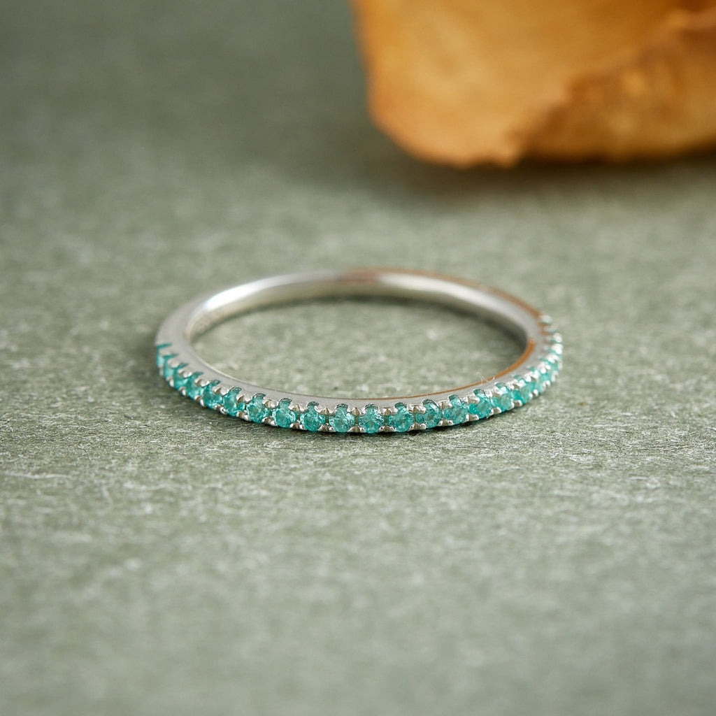 Red Corundum Half Eternity Band Ring