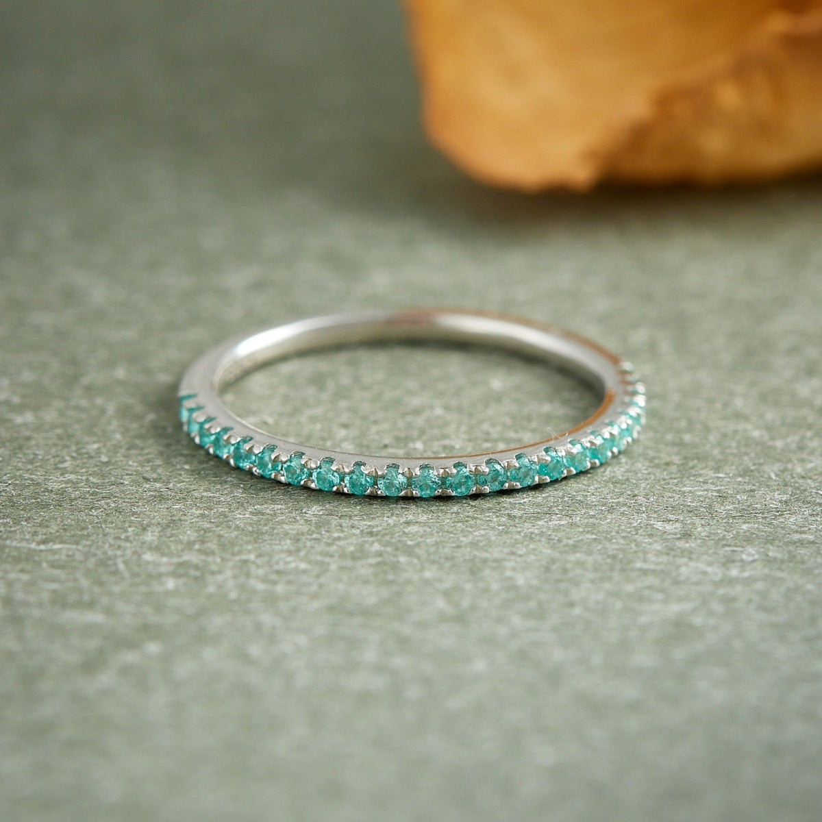 Red Corundum Half Eternity Band Ring