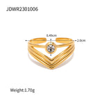 18K Gold Bezel Chevron Ring Stackable