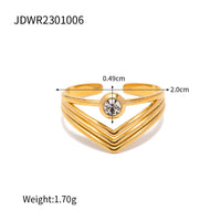 18K Gold Bezel Chevron Ring Stackable