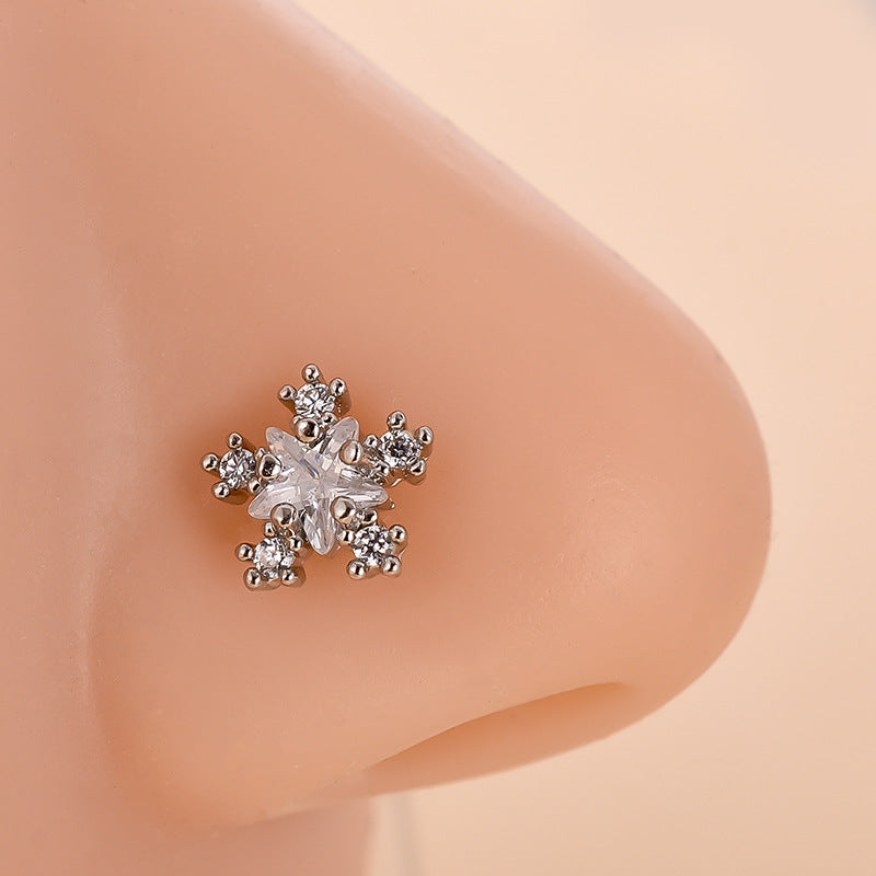 20G Hypoallergenic Rose Leaf Nose Studs | HSPJ700