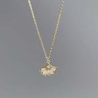 18K Gold Plated Ginkgo Leaf Zircon Chain Necklace