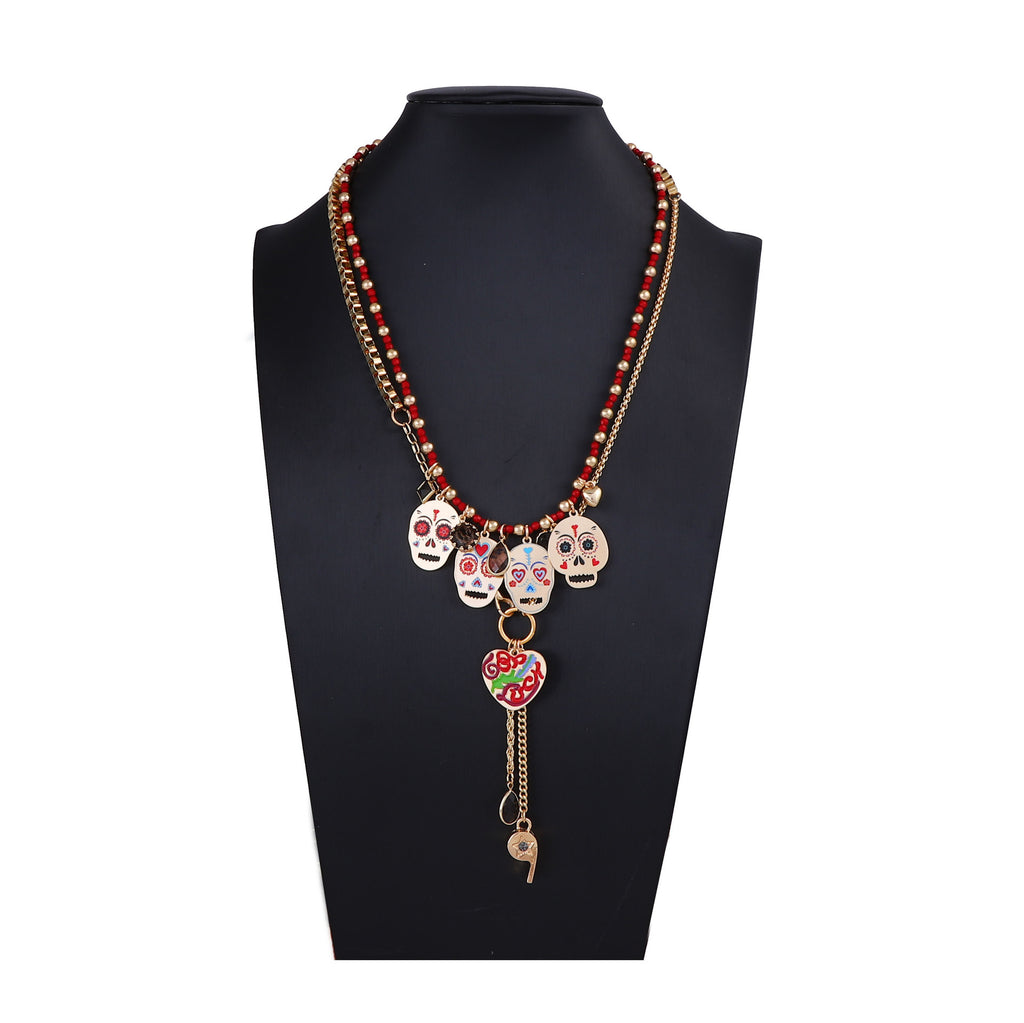 EDGY Halloween Skull Necklace Set
