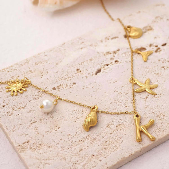 Summer Alphabet Starfish Charm Necklace