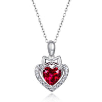 Romantic Lab-Craft Red Ruby Heart Necklace