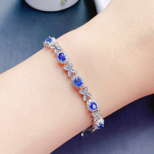 Sapphire Chain Bracelet, Sapphire Jewelry, Gemini Birthstone