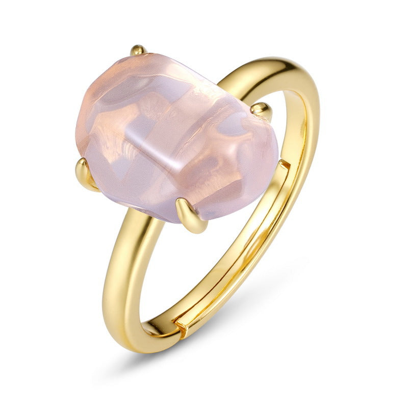 Raw Rose Quartz Citrine Good Vibes Ring