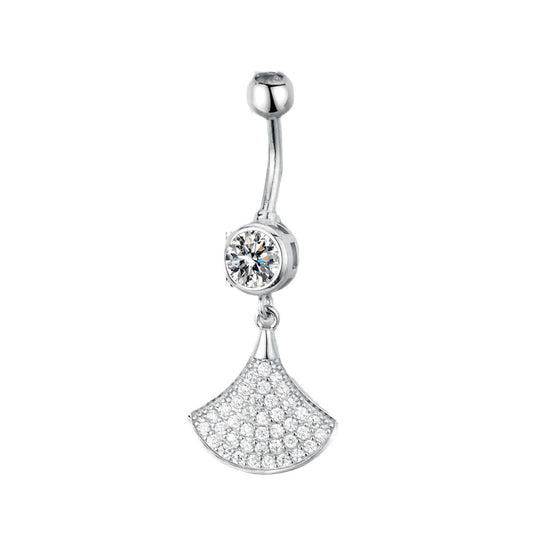 Fan Shaped Ginkgo Leaf Belly Button Piercing