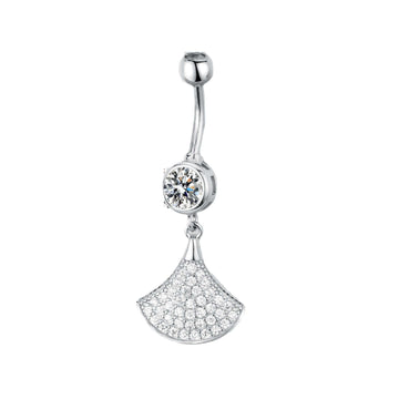 Fan Shaped Ginkgo Leaf Belly Button Piercing