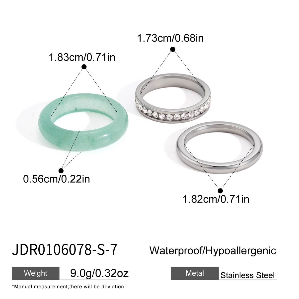 Earth & Elegance Natural Gemstone Stainless Steel Ring