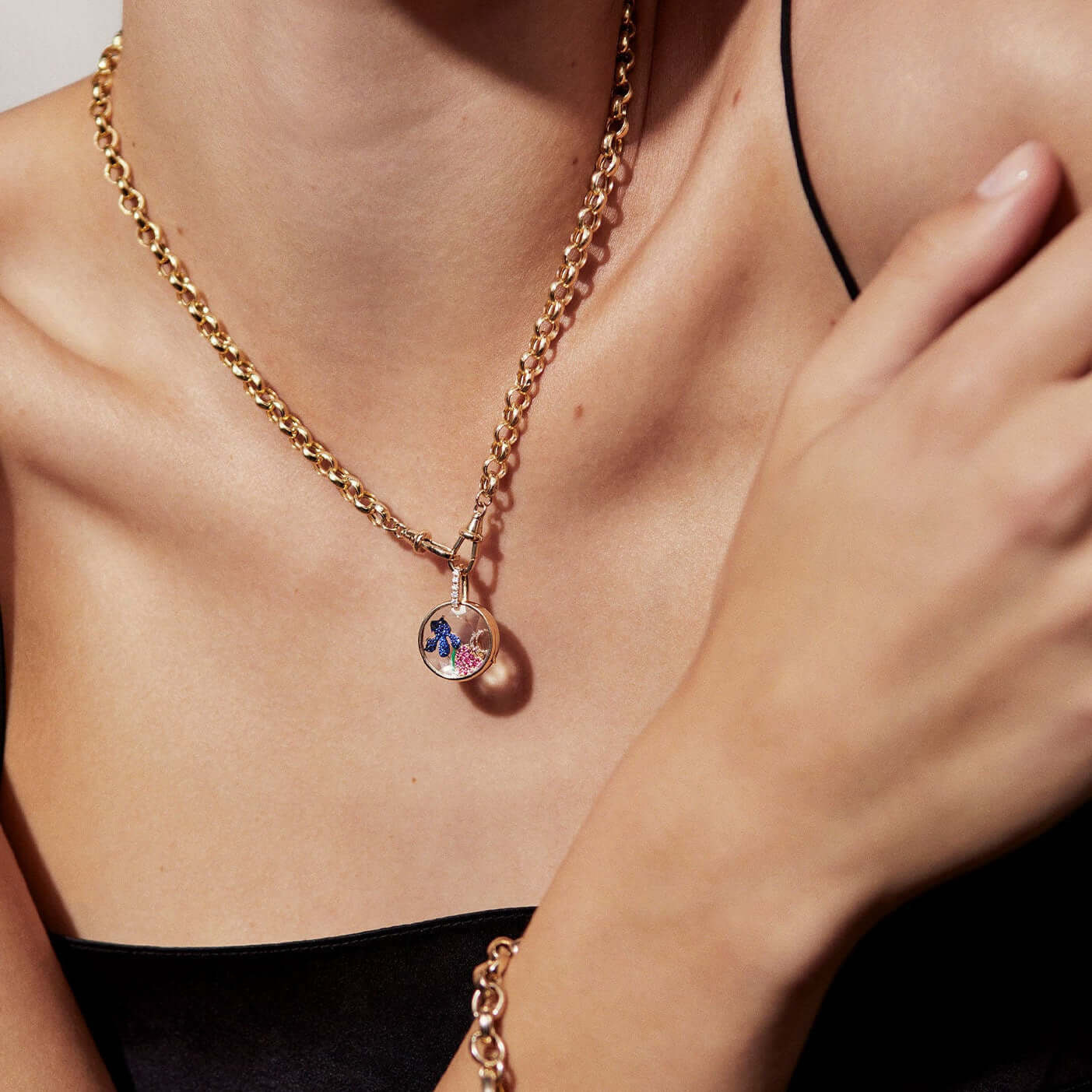 DIY Heart Gold Locket Necklace with Charms