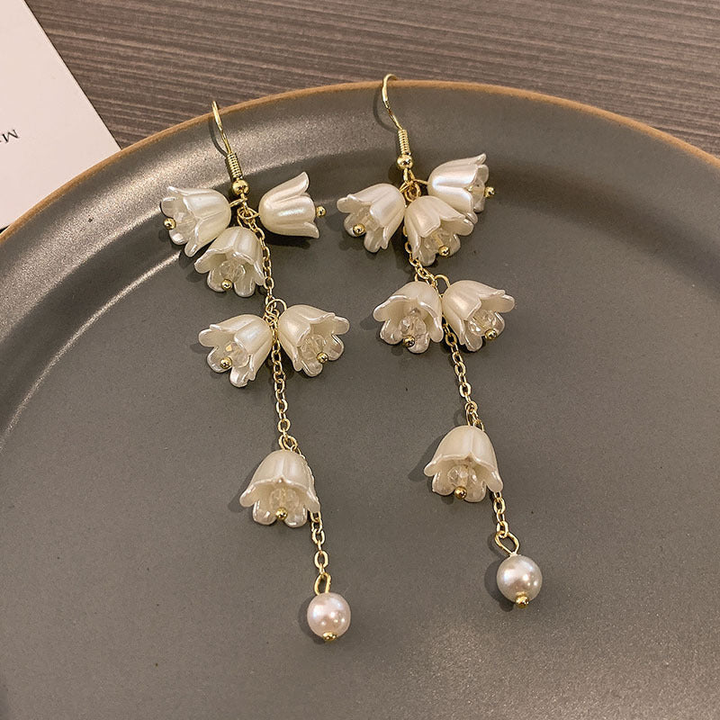 Crystal Tulip Flower Dangle Earrings