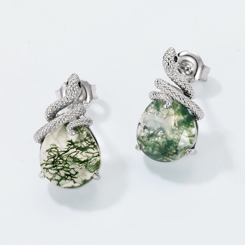 Nature inspired Moss Agate Leaf Ring