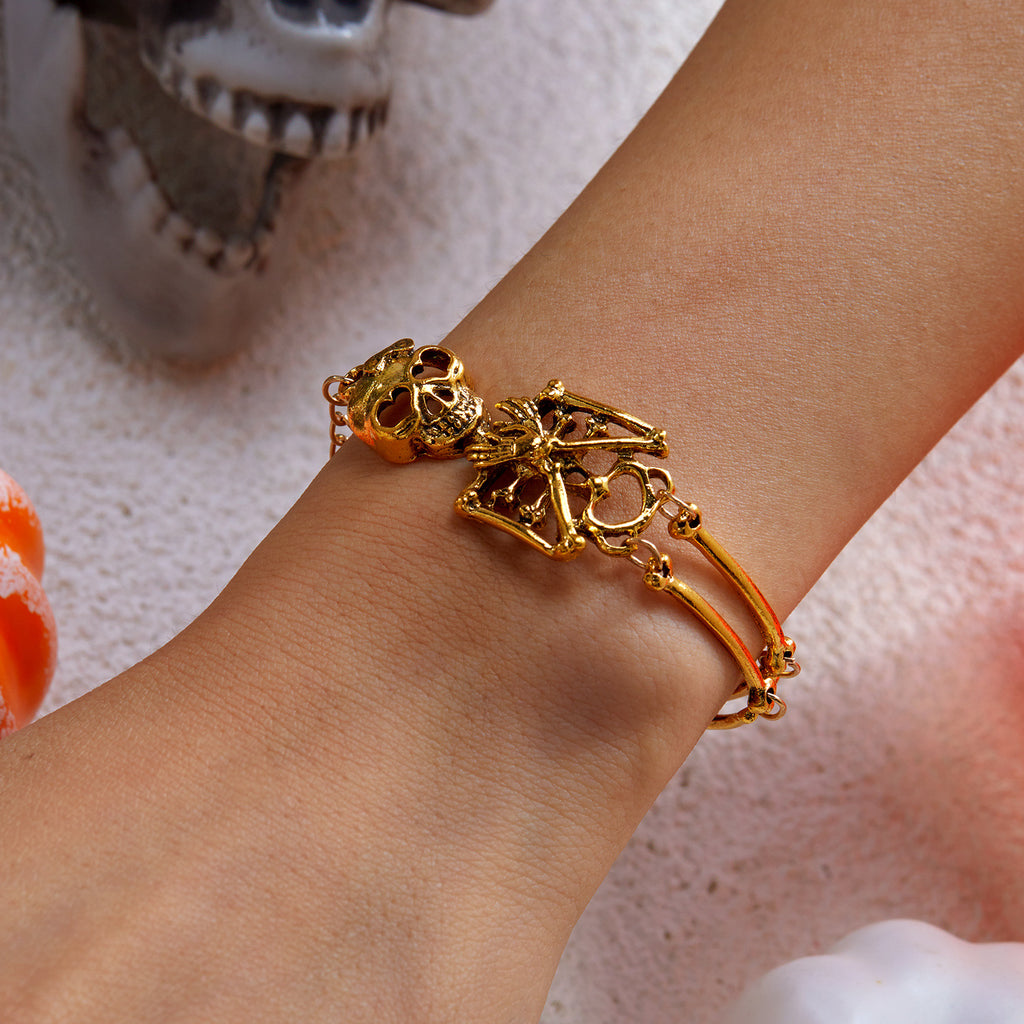Golden Bones Skeleton Hand Chain Bracelet