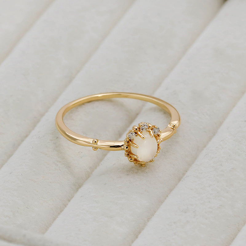 Aurora Moonstone Birthstone Ring