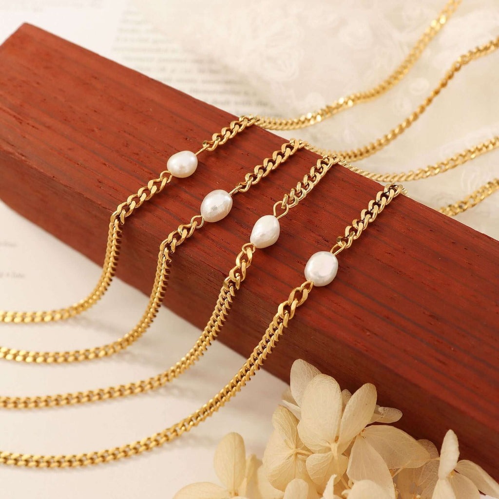 Freshwater Pearl Gold Chain Necklace