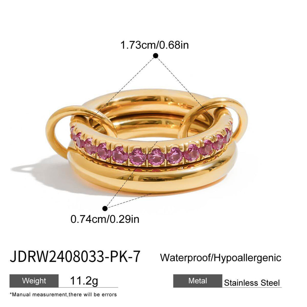 Pink CZ Layering Connected Ring