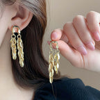 U Shaped Tassel Wheat Leaf Earrings