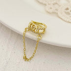 Gold Circle Layering Non Piercing Tassel Clip Ear Cuff | R2038