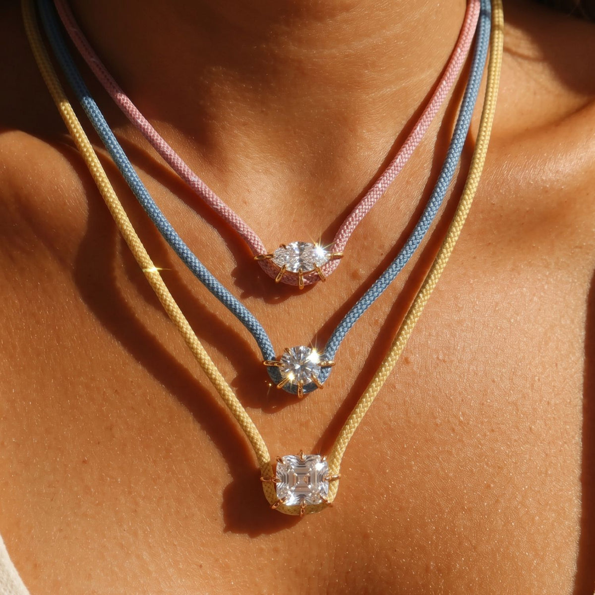 Color Pop Braided Rope CZ Cord Necklace
