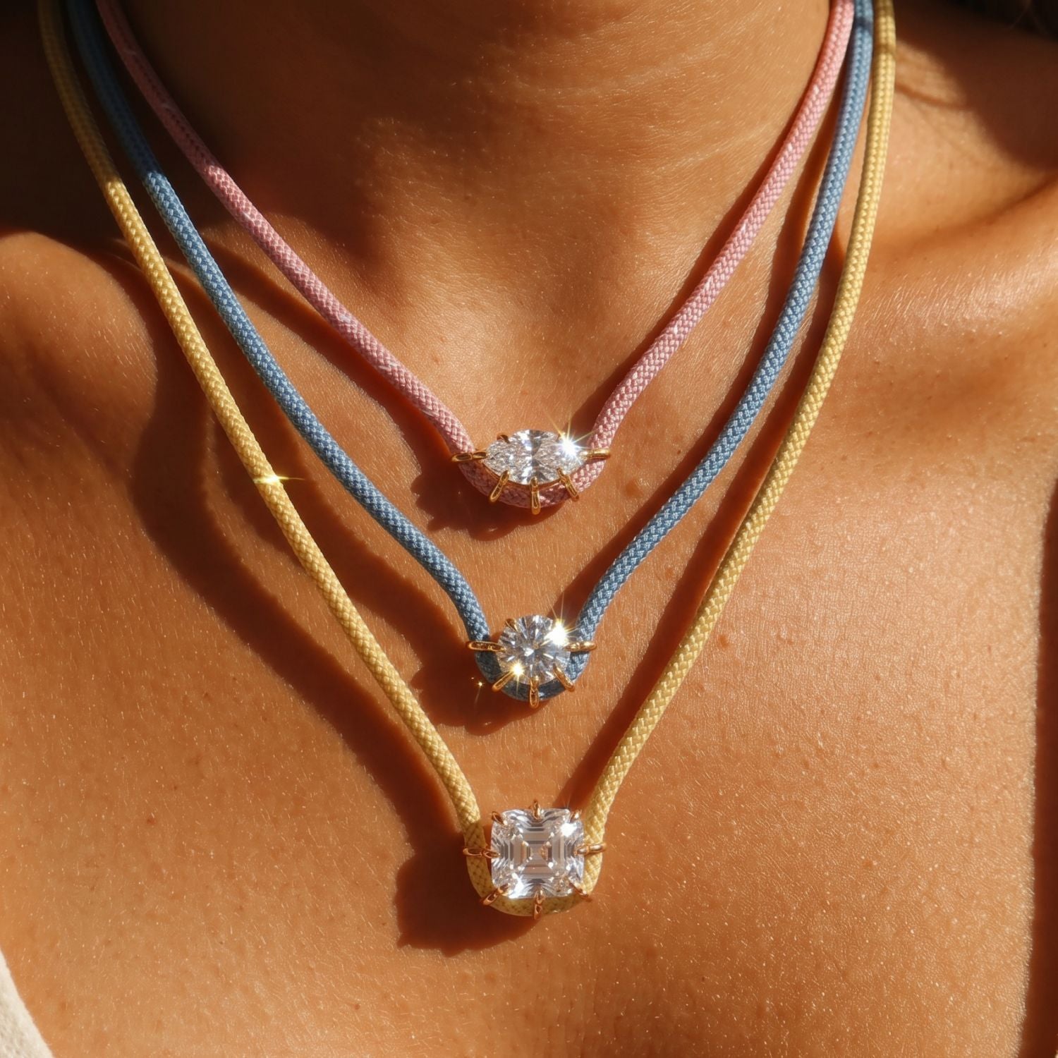 Color Pop Braided Rope CZ Cord Necklace