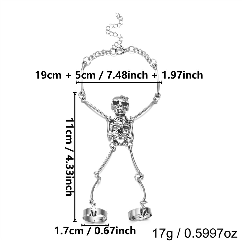 Golden Bones Skeleton Hand Chain Bracelet