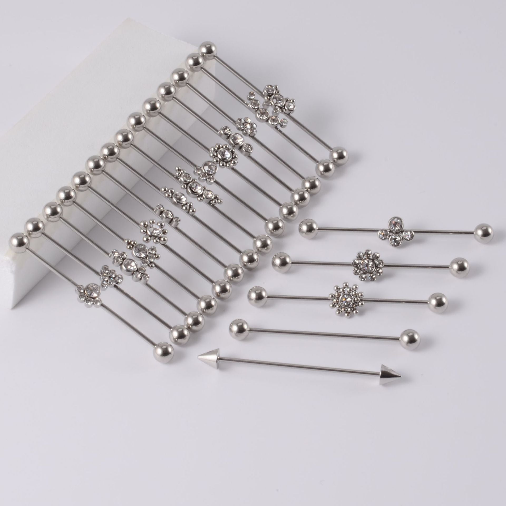 16G Gold & Silver Geometry Double Industrial Barbell Bar | DL2311