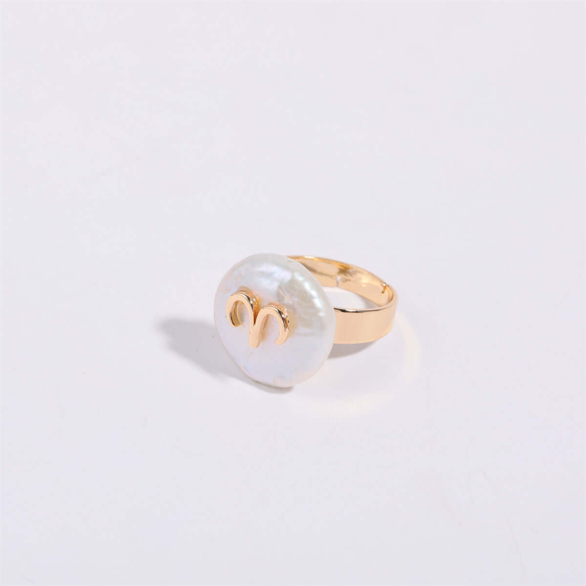 14K Horoscope Zodiac Sign Pearl Stacking Ring | MQ801