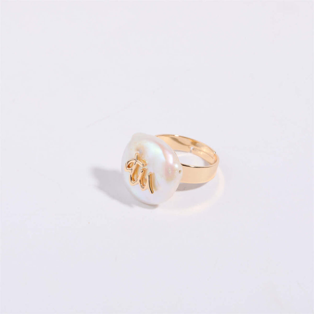 14K Horoscope Zodiac Sign Pearl Stacking Ring | MQ801
