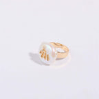 14K Horoscope Zodiac Sign Pearl Stacking Ring | MQ801