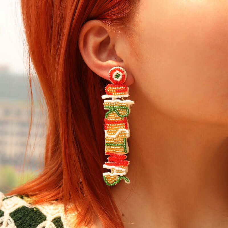 Winter Snowman Christmas Seed Bead Earring