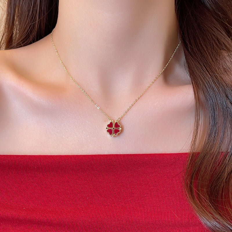 Multi-Way Heart Clover Lucky Necklace Magnetic