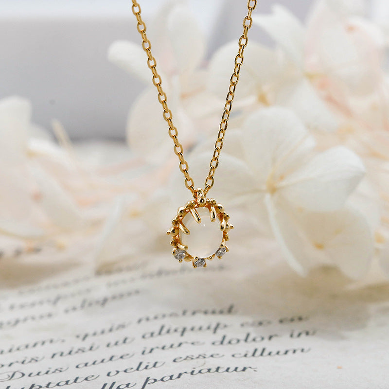 French White Moonstone Pendant Necklace