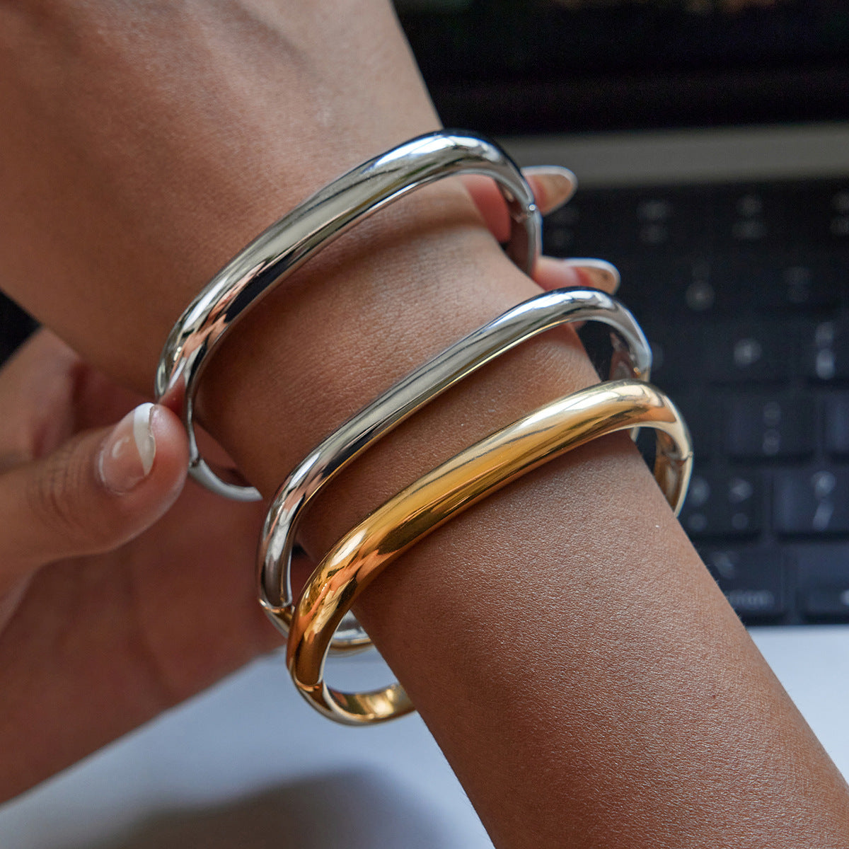 Modern Square Dome Bangle