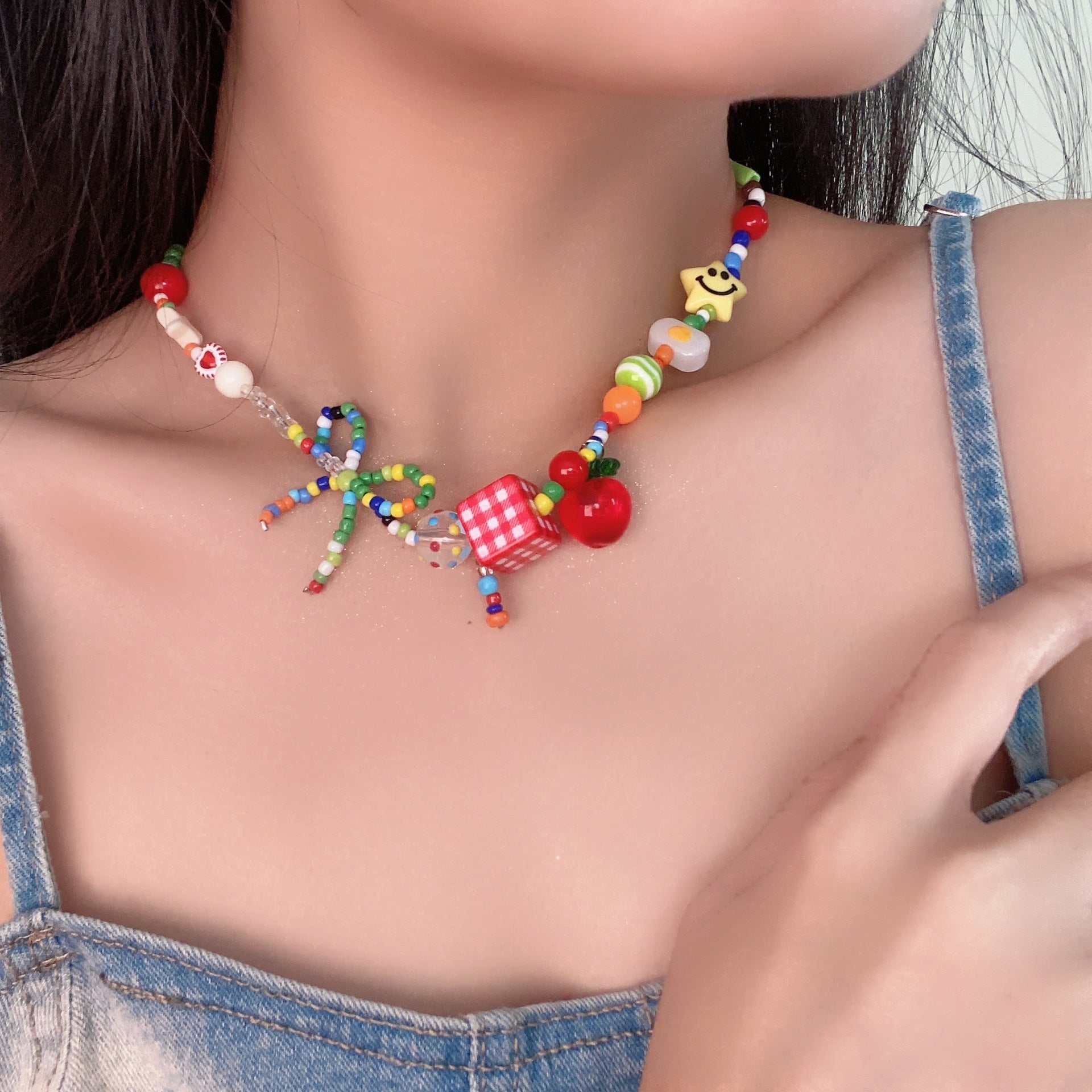 Carnival Y2K Mushroom 90s Color Vibrant Choker Bead Necklace