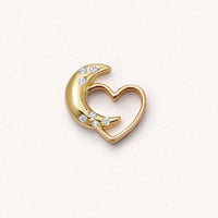 Crescent Heart Locket Necklace Charm