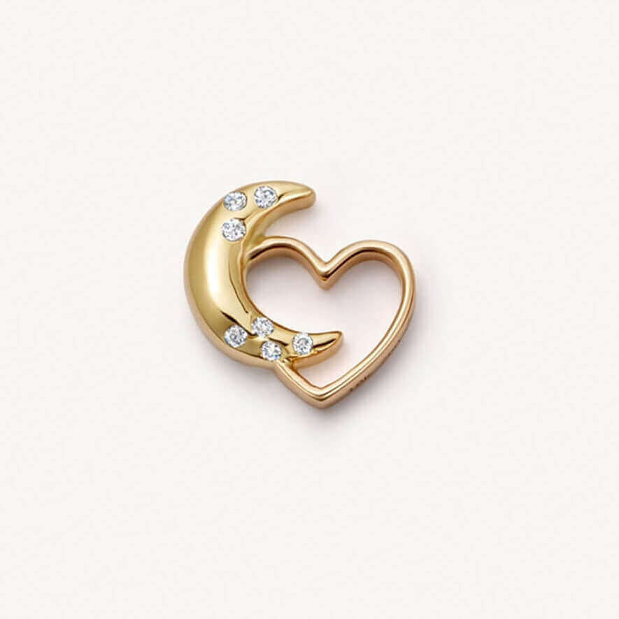 Crescent Heart Locket Necklace Charm