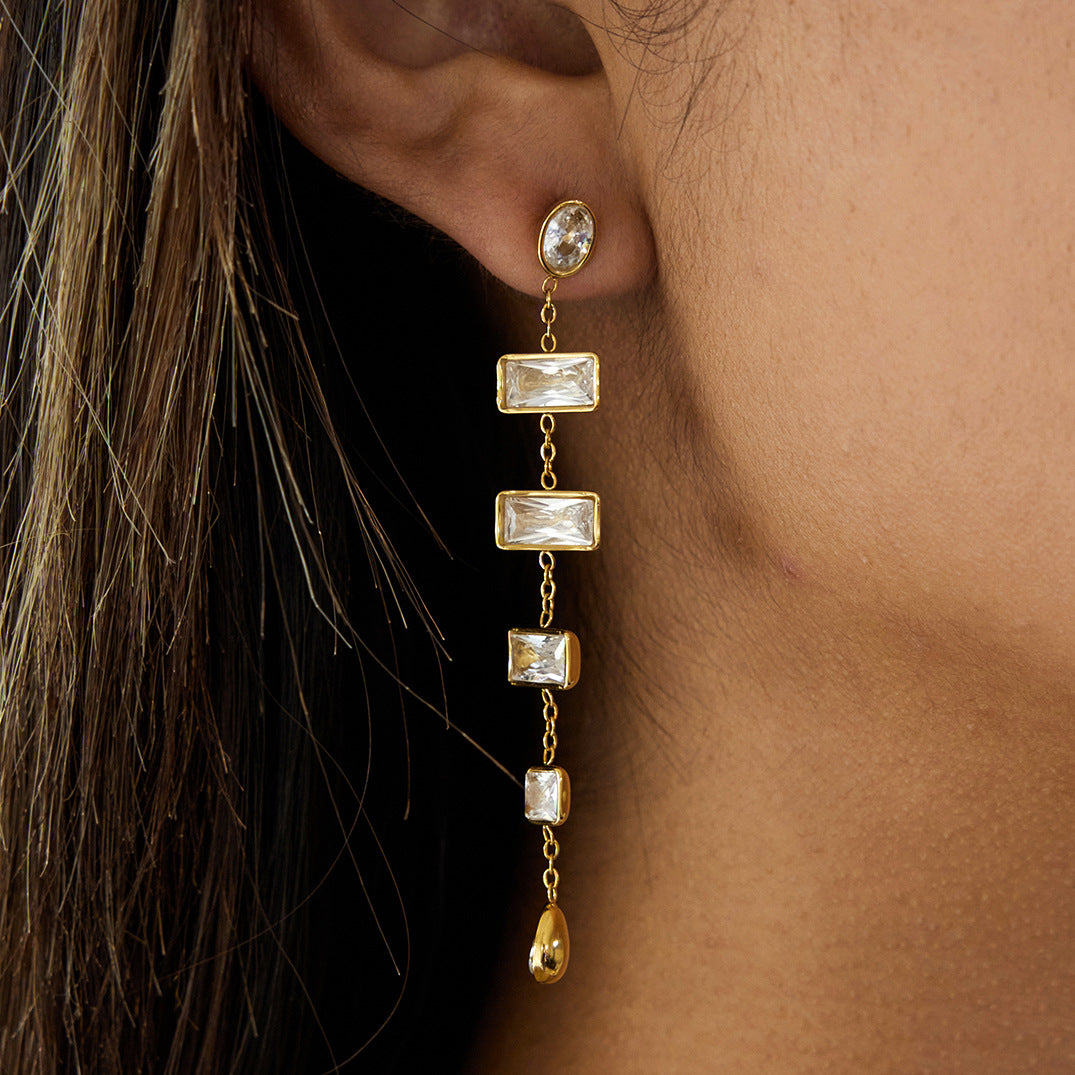 Light Luxury Baguette Droplet Earrings