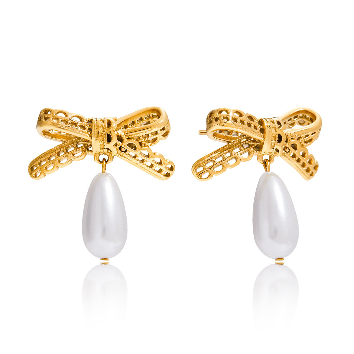 Feminine Bow Drop Earrings