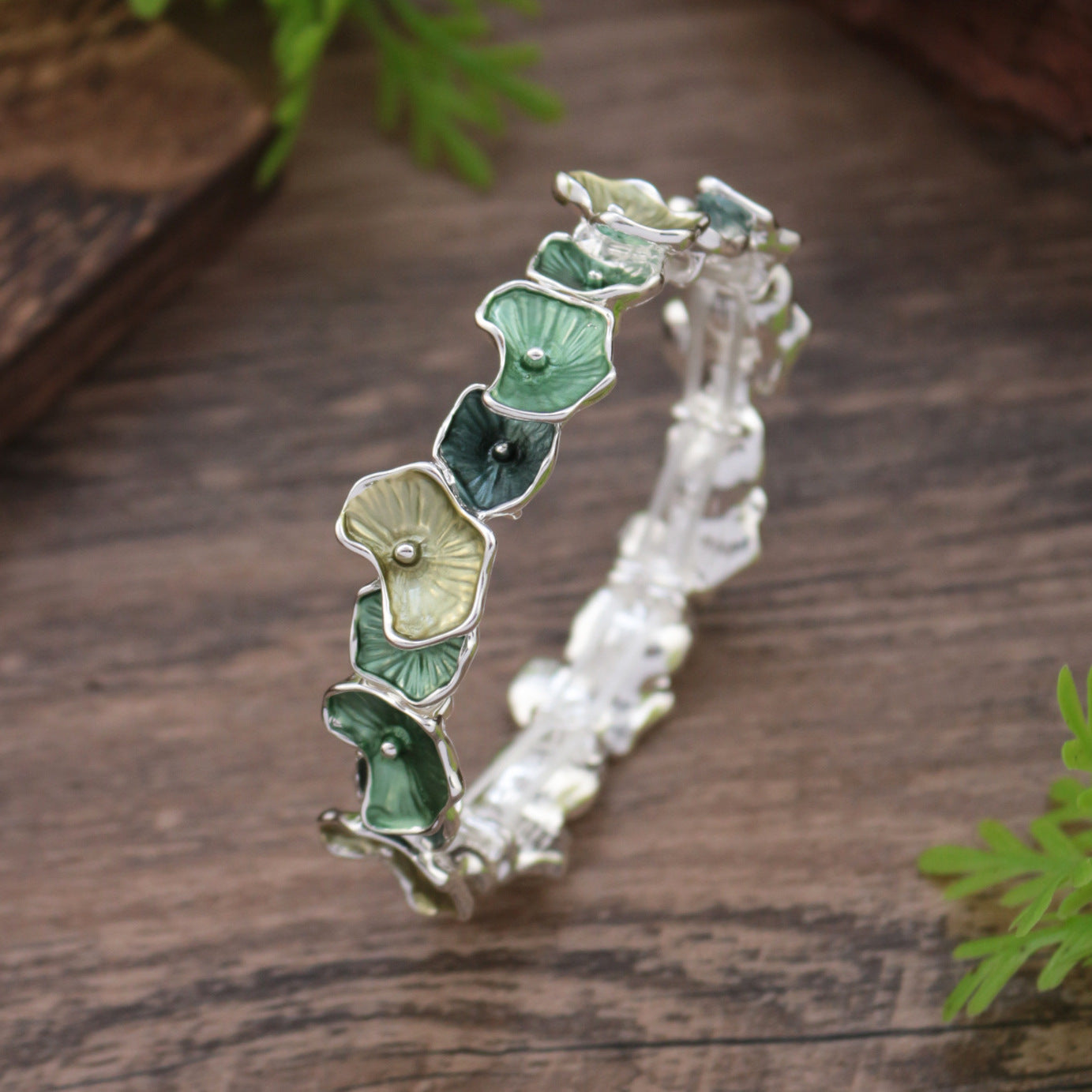 Hand Painted Lotus Elastic Bracelet